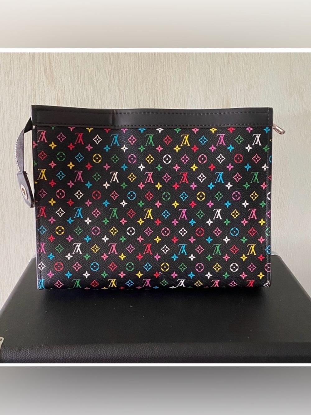 Black Multicolor Monogram Pouch